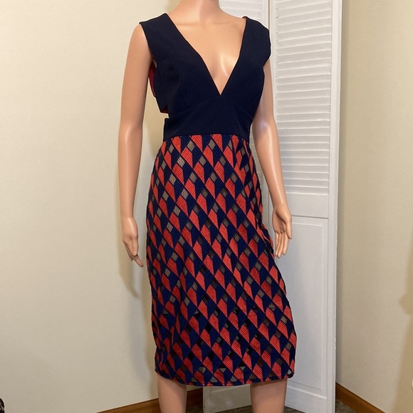 BCBGMaxAzria Rosalina Size 10 Dress Navy Blue Red dress Womens NWT BCBG - Picture 7 of 16